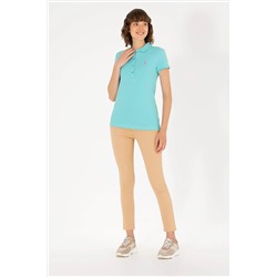 Kadın Mint Basic Polo Yaka Tişört