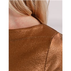 Футболка облегающая из хлопка в рубчик с вырезом лодочка с матовым покрытием металлик