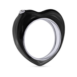 Кольцо Сердцебиение (эмаль черная; покрытие родий), Есть комплект