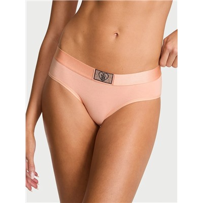 Logo Cotton Heart Shine Patch Hiphugger Panty