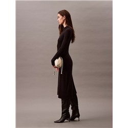 Smooth Cotton Rib Mock Neck Sweater Dress
