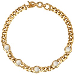 Колье Знаки (Майорка белая 12мм; покрытие золото) 43см, Есть комплект