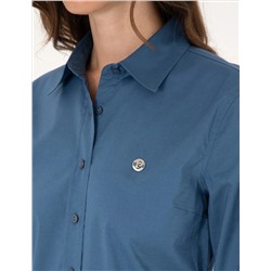 Açık İndigo Slim Fit Uzun Kollu Gömlek