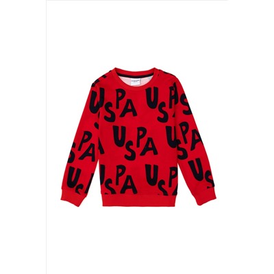 Erkek Çocuk Kırmızı Bisiklet Yaka Sweatshirt