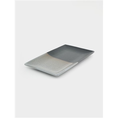 Блюдо, 27,5х16 см, фарфор P, черно-серое, в крапинку, прямоугольное, Umi