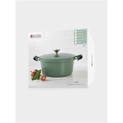 Кастрюля, 28 см, 6.3 л, с крышкой, с покрытием, алюминий, зелёная, Agile