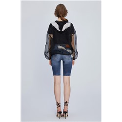 Blusa de seda Negro