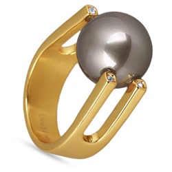 Кольцо (Майорка 14мм серо-коричневая; покрытие золото), Есть комплект