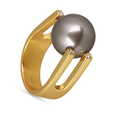 Кольцо (Майорка 14мм серо-коричневая; покрытие золото), Есть комплект