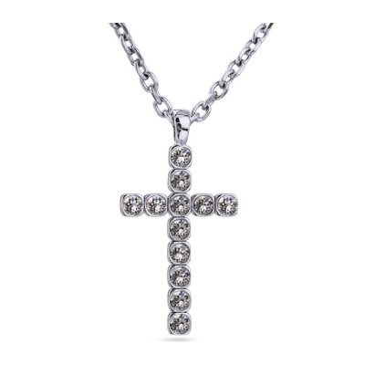 Кулон Теннис (кристаллы SW белые 6мм; покрытие родий) 50-55см, Есть комплект