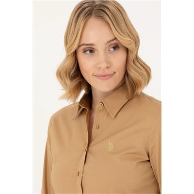 Kadın Camel Uzun Kollu Basic Gömlek