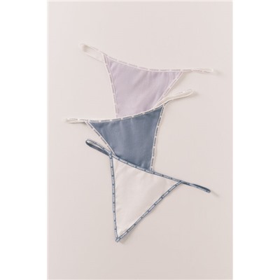 Pack 3 tangas lila, blanco y azul