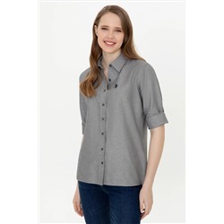 Kadın Antrasit Uzun Kollu Basic Gömlek