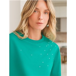 Футболка из премиального хлопка с принтом стразами