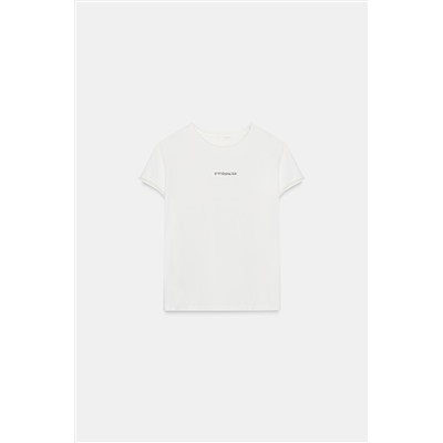 EMBROIDERED SLOGAN T-SHIRT