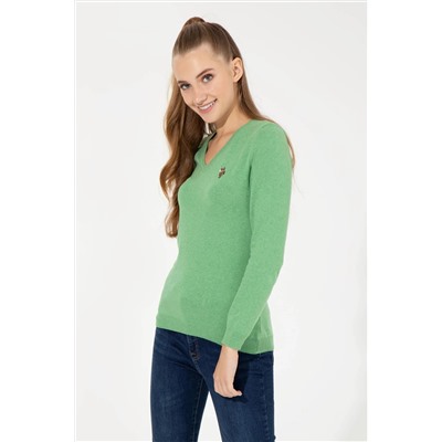 Kadın Mint Melanj Basic Kazak