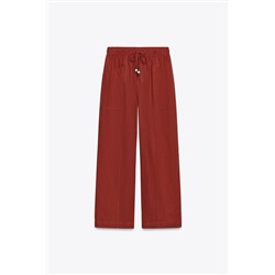 LINEN BLEND TROUSERS WITH BEADED DRAWSTRING