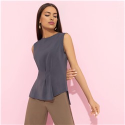 Блуза с декоративными защипами, Счастье с тобой (графит)