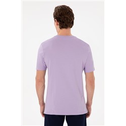 Erkek Regular Fit Bisiklet Yaka Lila Basic Tişört