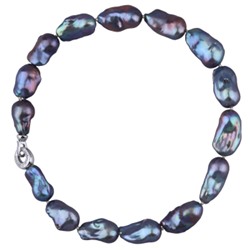 Колье Барокко (жемчуг 15-25мм бензиновый, фианит; покрытие родий) 45см, Есть комплект