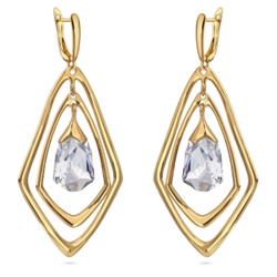 Серьги Румба (кристаллы SW белые; покрытие золото), Есть комплект