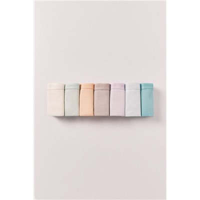 Pack 7 bragas anchas algodón lisas logo