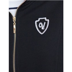 Джемпер с воротом на молнии и лампасами из футера двухнитки с эластаном