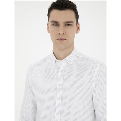 Bej Slim Fit Uzun Kollu Gömlek