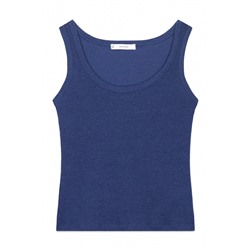 Camiseta tirantes canalé lurex azul