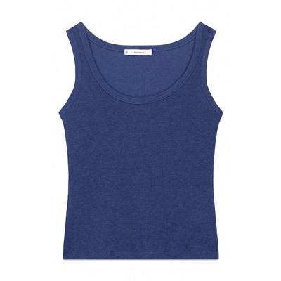Camiseta tirantes canalé lurex azul