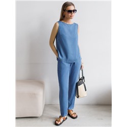 Брюки бананы с поясом на резинке из джинсового лиоцелла