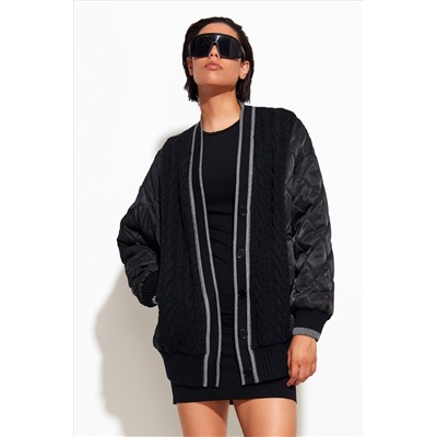 Кардиган вязанный комбинированный