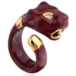 Кольцо Пантера (эмаль бургунди, кристаллы SW белые; покрытие золото), Есть комплект