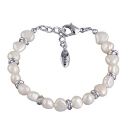 Браслет (жемчуг белый 6мм; покрытие родий) 18-21см, Есть комплект