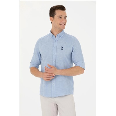 Erkek Mavi Uzun Kollu Gömlek