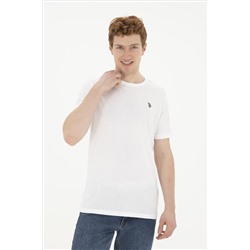 Erkek Regular Fit Bisiklet Yaka Beyaz Basic Tişört