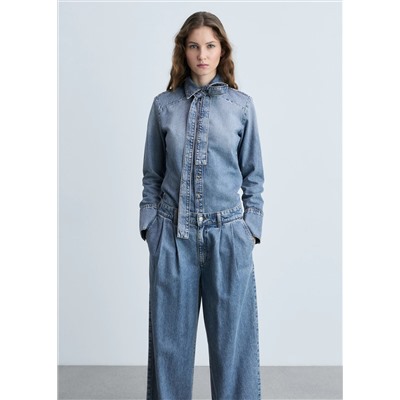 Jeans wide leg pinzas