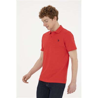 Erkek Slim Fit Polo Yaka Kırmızı Basic Tişört