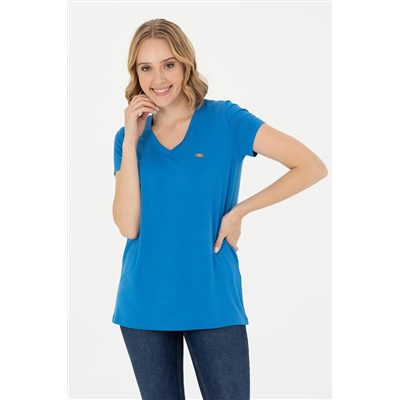 Kadın Saks Basic Tişört