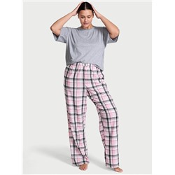 Victoria's Secret Flannel Short-Sleeve Long Tee-Jama Set