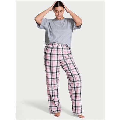 Victoria's Secret Flannel Short-Sleeve Long Tee-Jama Set