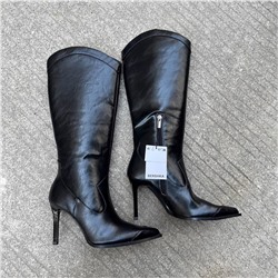 Демисезонные сапоги Bershk*a в ковбойском стиле на высоком каблуке с острым носком. Экспорт