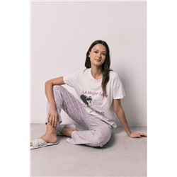 Pijama largo algodón Mafalda florecitas