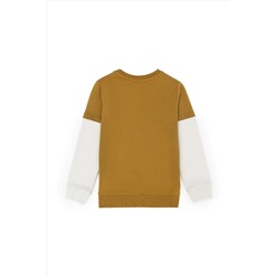 Erkek Çocuk Açık Haki Bisiklet Yaka Sweatshirt