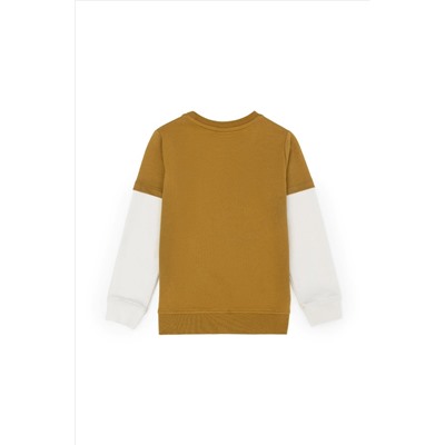 Erkek Çocuk Açık Haki Bisiklet Yaka Sweatshirt