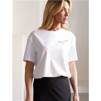 Свободная футболка с принтом из премиального хлопка с эластаном