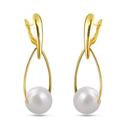 Серьги (Майорка 16мм белая; покрытие золото), Есть комплект