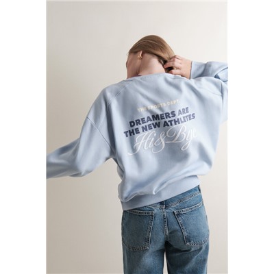Sudadera corta felpa algodón azul claro