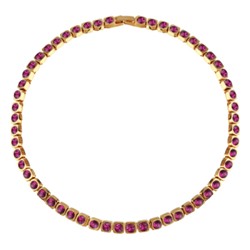 Колье Теннис (кристаллы SW фуксия 4мм; покрытие золото) 36-39см, Есть комплект