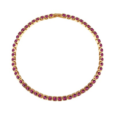 Колье Теннис (кристаллы SW фуксия 4мм; покрытие золото) 36-39см, Есть комплект